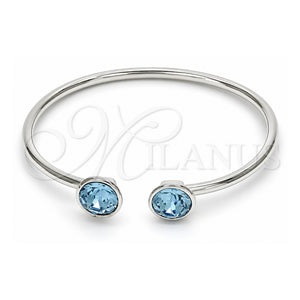 Aro Individual 07.239.0007.6 Oro Laminado Blanco, con Swarovski Elements Aquamarine, Pulido, Rodinado (Grosor 03 MM, Talla Unica)