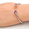 Aro Individual 07.239.0007.8 Rodio Laminado, con Swarovski Elements Rose Peach, Pulido, Rodinado (Grosor 03 MM, Talla Unica)