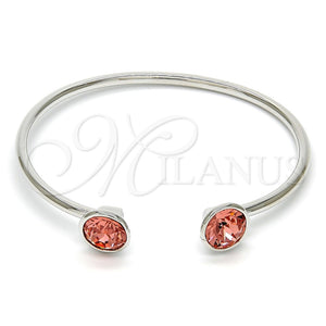 Aro Individual 07.239.0007.8 Rodio Laminado, con Swarovski Elements Rose Peach, Pulido, Rodinado (Grosor 03 MM, Talla Unica)