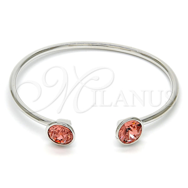 Aro Individual 07.239.0007.8 Rodio Laminado, con Swarovski Elements Rose Peach, Pulido, Rodinado (Grosor 03 MM, Talla Unica)