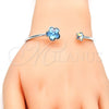 Aro Individual 07.239.0011.4 Rodio Laminado, Diseño de Flor, con Swarovski Elements Indicolite y Aurore Boreale, Pulido, Rodinado (Grosor 02 MM, Talla Unica)
