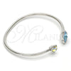 Aro Individual 07.239.0011.4 Rodio Laminado, Diseño de Flor, con Swarovski Elements Indicolite y Aurore Boreale, Pulido, Rodinado (Grosor 02 MM, Talla Unica)