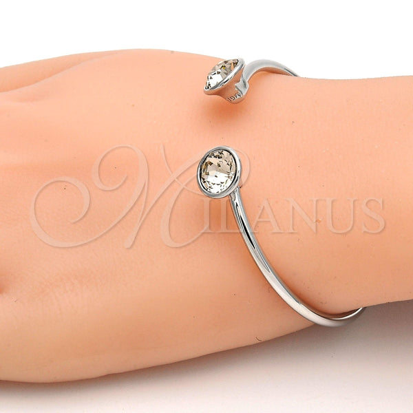 Aro Individual 07.239.0007.10 Rodio Laminado, con Swarovski Elements Light Silk, Pulido, Rodinado (Grosor 03 MM, Talla Unica)
