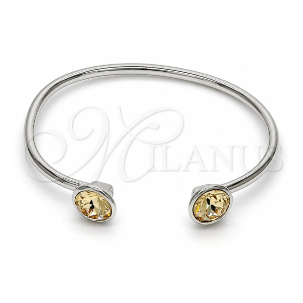 Aro Individual 07.239.0007.10 Oro Laminado Blanco, con Swarovski Elements Light Silk, Pulido, Rodinado (Grosor 03 MM, Talla Unica)