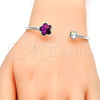 Aro Individual 07.239.0011.5 Rodio Laminado, Diseño de Flor, con Swarovski Elements Fuchsia y Aurore Boreale, Pulido, Rodinado (Grosor 02 MM, Talla Unica)