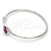 Aro Individual 07.239.0011.5 Rodio Laminado, Diseño de Flor, con Swarovski Elements Fuchsia y Aurore Boreale, Pulido, Rodinado (Grosor 02 MM, Talla Unica)
