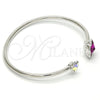 Aro Individual 07.239.0011.5 Rodio Laminado, Diseño de Flor, con Swarovski Elements Fuchsia y Aurore Boreale, Pulido, Rodinado (Grosor 02 MM, Talla Unica)