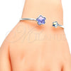 Aro Individual 07.239.0011.6 Rodio Laminado, Diseño de Flor, con Swarovski Elements Tanzanite y Aurore Boreale, Pulido, Rodinado (Grosor 02 MM, Talla Unica)