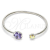 Aro Individual 07.239.0011.6 Rodio Laminado, Diseño de Flor, con Swarovski Elements Tanzanite y Aurore Boreale, Pulido, Rodinado (Grosor 02 MM, Talla Unica)