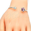 Aro Individual 07.239.0011.7 Rodio Laminado, Diseño de Flor, con Swarovski Elements Rose y Aurore Boreale, Pulido, Rodinado (Grosor 02 MM, Talla Unica)