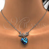 Collares con Dije 04.239.0029.1.16 Rodio Laminado, Diseño de Corazón y Amor, con Swarovski Elements Bermuda Blue y Micro Pave Blanca, Pulido, Rodinado (Grosor 01 MM, 16 Pulgadas de Largo)