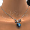 Collares con Dije 04.239.0029.1.16 Rodio Laminado, Diseño de Corazón y Amor, con Swarovski Elements Bermuda Blue y Micro Pave Blanca, Pulido, Rodinado (Grosor 01 MM, 16 Pulgadas de Largo)
