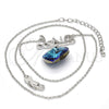 Collares con Dije 04.239.0029.1.16 Rodio Laminado, Diseño de Corazón y Amor, con Swarovski Elements Bermuda Blue y Micro Pave Blanca, Pulido, Rodinado (Grosor 01 MM, 16 Pulgadas de Largo)