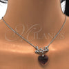 Collares con Dije 04.239.0029.2.16 Rodio Laminado, Diseño de Corazón y Amor, con Swarovski Elements Amethyst y Micro Pave Blanca, Pulido, Rodinado (Grosor 01 MM, 16 Pulgadas de Largo)