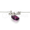 Collares con Dije 04.239.0029.2.16 Rodio Laminado, Diseño de Corazón y Amor, con Swarovski Elements Amethyst y Micro Pave Blanca, Pulido, Rodinado (Grosor 01 MM, 16 Pulgadas de Largo)