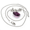 Collares con Dije 04.239.0029.2.16 Rodio Laminado, Diseño de Corazón y Amor, con Swarovski Elements Amethyst y Micro Pave Blanca, Pulido, Rodinado (Grosor 01 MM, 16 Pulgadas de Largo)