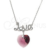 Collares con Dije 04.239.0029.2.16 Rodio Laminado, Diseño de Corazón y Amor, con Swarovski Elements Amethyst y Micro Pave Blanca, Pulido, Rodinado (Grosor 01 MM, 16 Pulgadas de Largo)