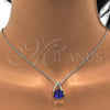 Collares con Dije 04.239.0039.5.16 Rodio Laminado, con Swarovski Elements Amethyst y Aurore Boreale, Pulido, Rodinado (Grosor 01 MM, 16 Pulgadas de Largo)