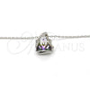 Collares con Dije 04.239.0039.5.16 Rodio Laminado, con Swarovski Elements Amethyst y Aurore Boreale, Pulido, Rodinado (Grosor 01 MM, 16 Pulgadas de Largo)