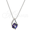 Collares con Dije 04.239.0039.5.16 Rodio Laminado, con Swarovski Elements Amethyst y Aurore Boreale, Pulido, Rodinado (Grosor 01 MM, 16 Pulgadas de Largo)