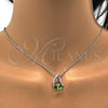 Collares con Dije 04.239.0039.6.16 Rodio Laminado, Diseño de Rana, con Swarovski Elements Vitrail Medium y Aurore Boreale, Pulido, Rodinado (Grosor 01 MM, 16 Pulgadas de Largo)