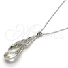 Collares con Dije 04.239.0037.2.16 Rodio Laminado, Diseño de Gota y Rolo, con Swarovski Elements Crystal y Aurore Boreale, Pulido, Rodinado (Grosor 01 MM, 16 Pulgadas de Largo)