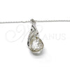 Collares con Dije 04.239.0037.2.16 Rodio Laminado, Diseño de Gota y Rolo, con Swarovski Elements Crystal y Aurore Boreale, Pulido, Rodinado (Grosor 01 MM, 16 Pulgadas de Largo)