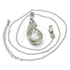 Collares con Dije 04.239.0037.2.16 Rodio Laminado, Diseño de Gota y Rolo, con Swarovski Elements Crystal y Aurore Boreale, Pulido, Rodinado (Grosor 01 MM, 16 Pulgadas de Largo)