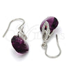 Arete Largo 02.239.0030.1 Rodio Laminado, Diseño de Corazón, con Swarovski Elements Amethyst y Zirconia Cubica Blanca, Pulido, Rodinado