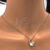 Collares con Dije 04.239.0039.7.16 Oro Laminado, Diseño de Rolo, con Aurore Boreale Swarovski Elements and Aurore Boreale Perla, Pulido, Tono Dorado (01 MM Thickness, 16 Inches Length)