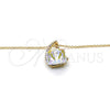 Collares con Dije 04.239.0039.7.16 Oro Laminado, Diseño de Rolo, con Aurore Boreale Swarovski Elements and Aurore Boreale Perla, Pulido, Tono Dorado (01 MM Thickness, 16 Inches Length)