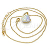 Collares con Dije 04.239.0039.7.16 Oro Laminado, Diseño de Rolo, con Aurore Boreale Swarovski Elements and Aurore Boreale Perla, Pulido, Tono Dorado (01 MM Thickness, 16 Inches Length)