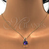 Collares con Dije 04.239.0039.8.16 Oro Laminado, Diseño de Rolo, con Swarovski Elements Heliotrope y Aurore Boreale, Pulido, Tono Dorado (Grosor 01 MM, 16 Pulgadas de Largo)