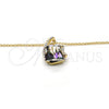 Collares con Dije 04.239.0039.8.16 Oro Laminado, Diseño de Rolo, con Swarovski Elements Heliotrope y Aurore Boreale, Pulido, Tono Dorado (Grosor 01 MM, 16 Pulgadas de Largo)