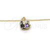 Collares con Dije 04.239.0039.8.16 Oro Laminado, Diseño de Rolo, con Heliotrope and Aurore Boreale Swarovski Elements, Pulido, Tono Dorado (01 MM Thickness, 16 Inches Length)