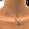 Collares con Dije 04.239.0039.9.16 Oro Laminado, con Swarovski Elements Bermuda Blue y Aurore Boreale, Pulido, Tono Dorado (Grosor 01 MM, 16 Pulgadas de Largo)