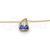 Collares con Dije 04.239.0039.9.16 Oro Laminado, con Swarovski Elements Bermuda Blue y Aurore Boreale, Pulido, Tono Dorado (Grosor 01 MM, 16 Pulgadas de Largo)