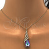 Collares con Dije 04.239.0037.5.16 Oro Laminado, Diseño de Gota y Rolo, con Heliotrope and Aurore Boreale Swarovski Elements, Pulido, Tono Dorado (01 MM Thickness, 16 Inches Length)