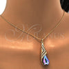 Collares con Dije 04.239.0037.5.16 Oro Laminado, Diseño de Gota y Rolo, con Heliotrope and Aurore Boreale Swarovski Elements, Pulido, Tono Dorado (01 MM Thickness, 16 Inches Length)