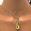 Collares con Dije 04.239.0037.6.16 Oro Laminado, Diseño de Gota y Rolo, con Luminous Green and Aurore Boreale Swarovski Elements, Pulido, Tono Dorado (01 MM Thickness, 16 Inches Length)