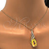 Collares con Dije 04.239.0037.6.16 Oro Laminado, Diseño de Gota y Rolo, con Luminous Green and Aurore Boreale Swarovski Elements, Pulido, Tono Dorado (01 MM Thickness, 16 Inches Length)