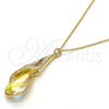 Collares con Dije 04.239.0037.6.16 Oro Laminado, Diseño de Gota y Rolo, con Luminous Green and Aurore Boreale Swarovski Elements, Pulido, Tono Dorado (01 MM Thickness, 16 Inches Length)