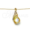 Collares con Dije 04.239.0037.6.16 Oro Laminado, Diseño de Gota y Rolo, con Luminous Green and Aurore Boreale Swarovski Elements, Pulido, Tono Dorado (01 MM Thickness, 16 Inches Length)