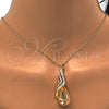 Collares con Dije 04.239.0037.9.16 Oro Laminado, Diseño de Gota y Rolo, con Crystal and Aurore Boreale Swarovski Elements, Pulido, Tono Dorado (01 MM Thickness, 16 Inches Length)