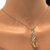 Collares con Dije 04.239.0037.9.16 Oro Laminado, Diseño de Gota y Rolo, con Crystal and Aurore Boreale Swarovski Elements, Pulido, Tono Dorado (01 MM Thickness, 16 Inches Length)