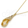 Collares con Dije 04.239.0037.9.16 Oro Laminado, Diseño de Gota y Rolo, con Crystal and Aurore Boreale Swarovski Elements, Pulido, Tono Dorado (01 MM Thickness, 16 Inches Length)