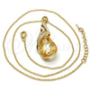 Collares con Dije 04.239.0037.9.16 Oro Laminado, Diseño de Gota y Rolo, con Crystal and Aurore Boreale Swarovski Elements, Pulido, Tono Dorado (01 MM Thickness, 16 Inches Length)