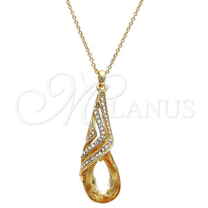 Collares con Dije 04.239.0037.9.16 Oro Laminado, Diseño de Gota y Rolo, con Crystal and Aurore Boreale Swarovski Elements, Pulido, Tono Dorado (01 MM Thickness, 16 Inches Length)