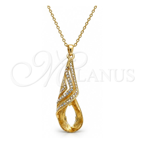Collares con Dije 04.239.0037.9.16 Oro Laminado, Diseño de Gota y Rolo, con Swarovski Elements Crystal y Aurore Boreale, Pulido, Tono Dorado (Grosor 01 MM, 16 Pulgadas de Largo)