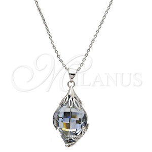 Collares con Dije 04.239.0013.1.16 Oro Laminado, Diseño de Flor, con Blue Shade Swarovski Elements and Blanca Micro Pave, Pulido, Tono Dorado (01 MM Thickness, 16 Inches Length)